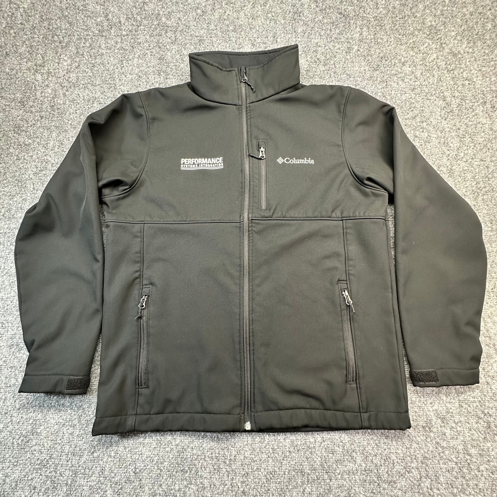 Columbia Softshell Jacket Mens Medium Black Excellent Performance Systems Logo